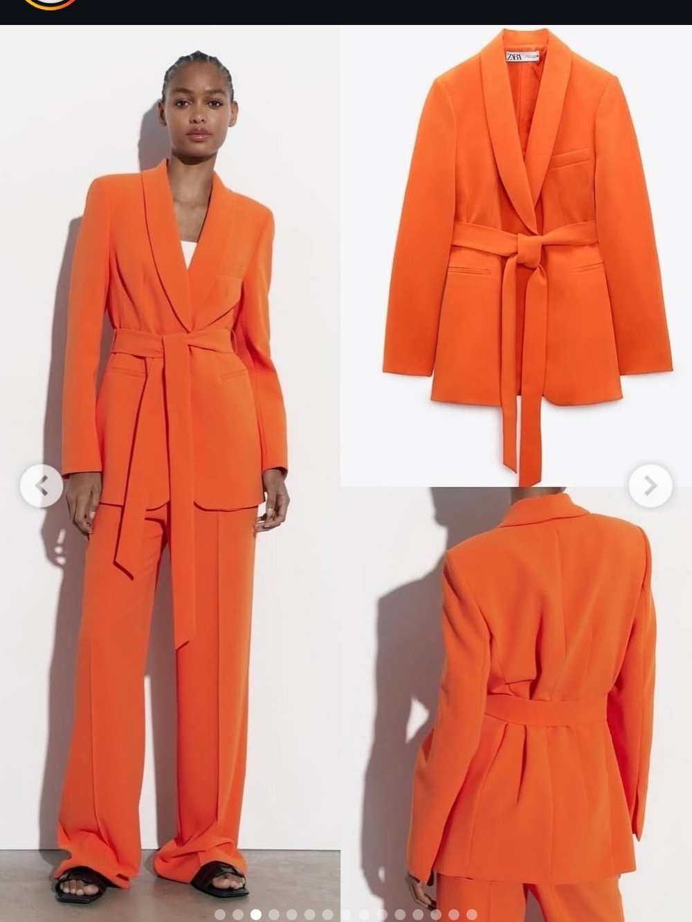 Zara Orange Shawl Collar Blazer And Pants Suit....New With Tags.. - Picture 6 of 10